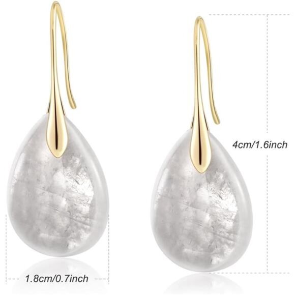 Purple Pink Agate Crystal Dangle Drop Earrings Gold Silver Tone Jewelry Gift - Picture 4 of 5